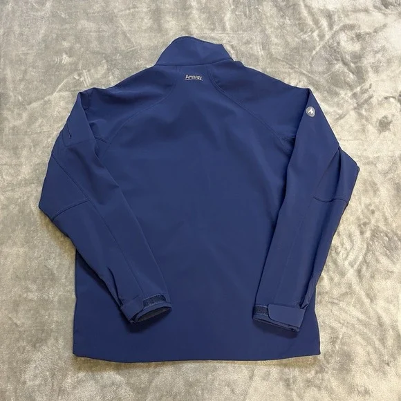 Marmot Gravity Softshell Jacket Men's Size L Navy Blue Full Zip Amway Logo EUC - Picture 2 of 8